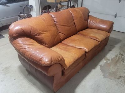 Genuine Leather Couch – Great Condition