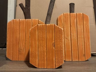 Adorable wooden pumpkins