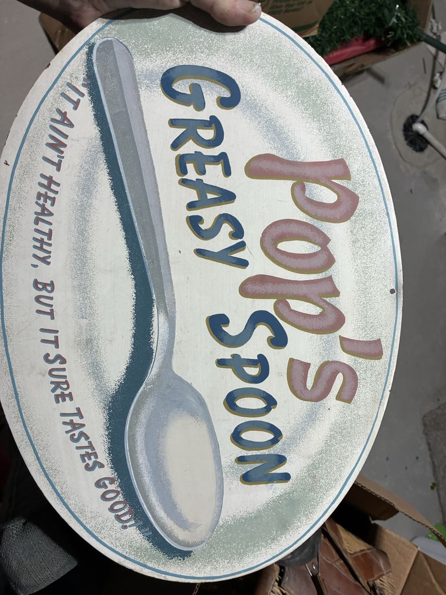 Vintage-Style "Pop’s Greasy Spoon" 16” Wall Sign