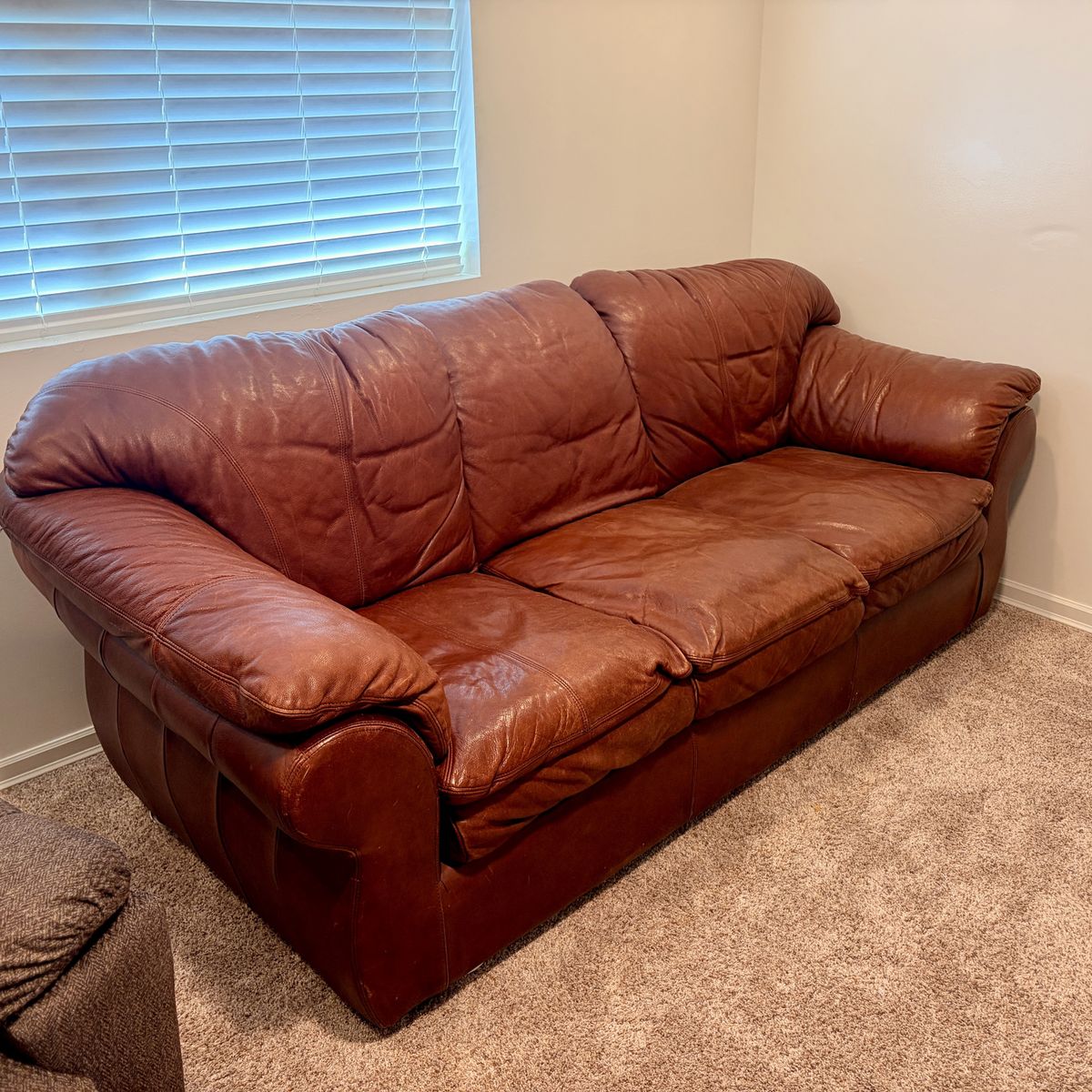 Large Brown Leather Couch