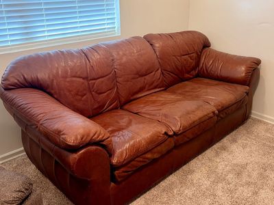 Large Brown Leather Couch