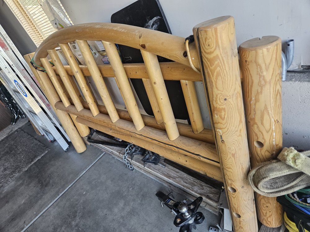 Rustic Wooden Log Bed Frame