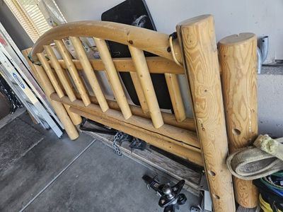 Rustic Wooden Log Bed Frame