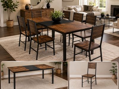 New 7-Piece Dining Table Set – Table + 6 Chairs