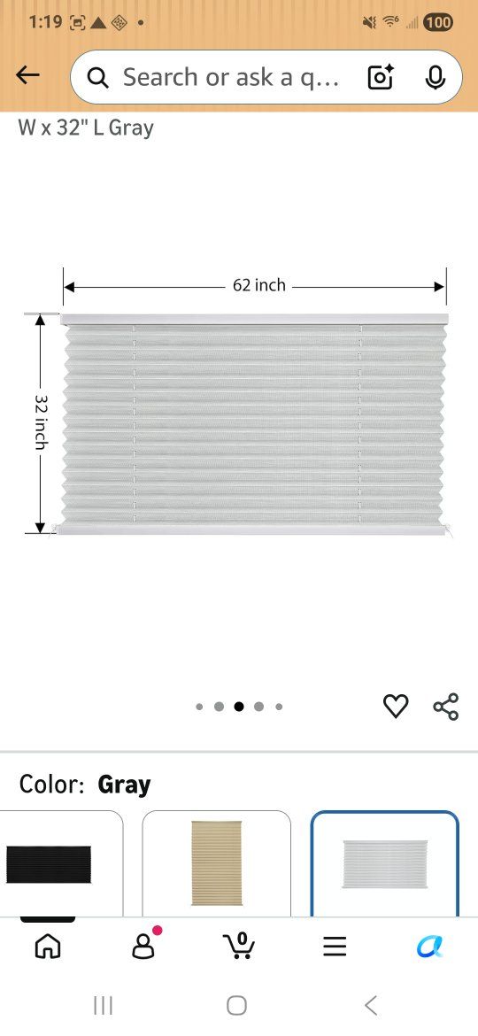RV Blinds Shades for Camper Window,RV Shades Pleated Camper Blinds for Travel Trailer Motor Coach Motorhome Window 62 W x 32" L