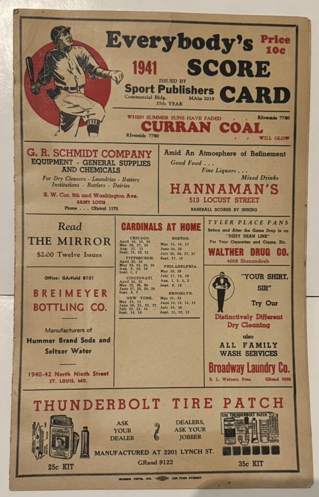 1941 Everybody's SCORE CARD