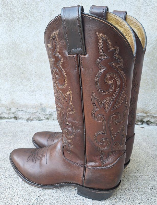 Nice Mens Justin Brown Leather Western Boots 9.5B