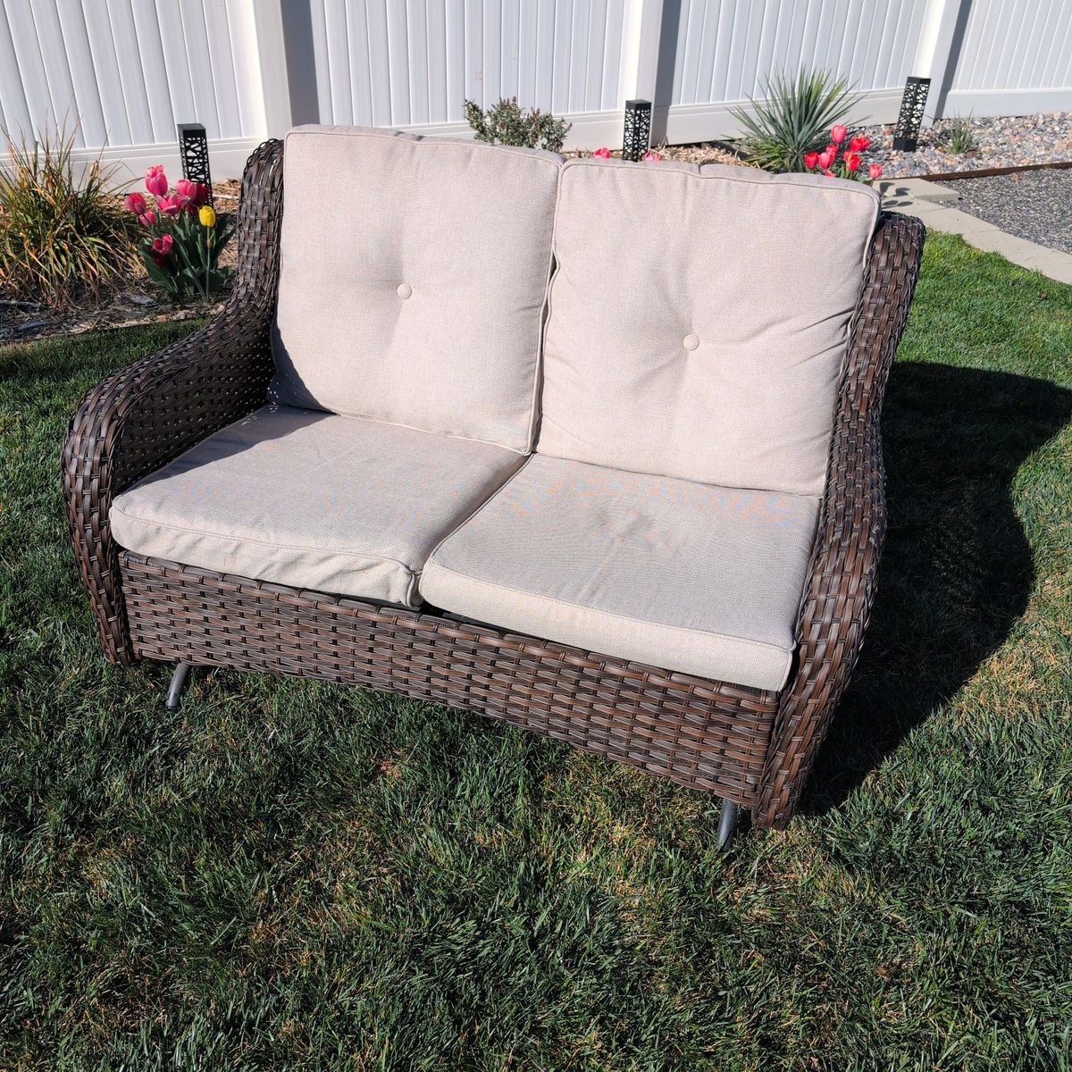 patio loveseat wicker glider outdoor furniture