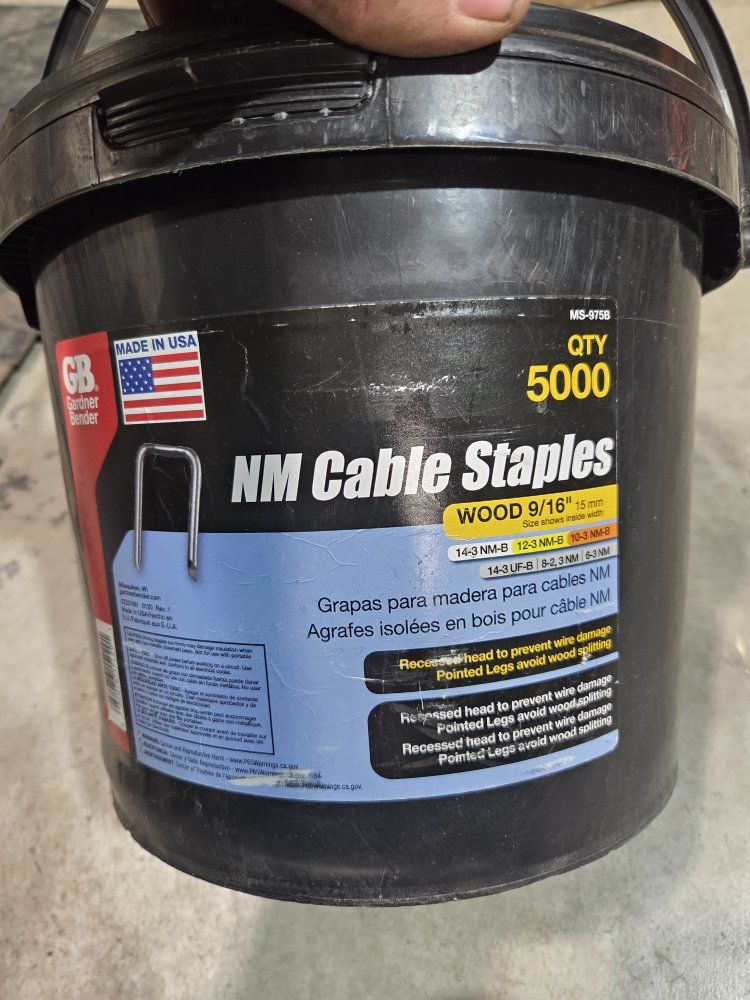 Gardner Bender NM Cable Staples, Wood 9/16" (15mm) - QTY 5000
