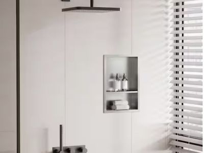 Yuaris 12 in. W x 18 in. H x 4 in. D Waterproof Recessed Shower Niche Storage Shelf in Brushed Nickel, No Tile Needed