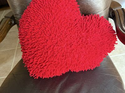 Tag brand large bright red heart pillow 18”