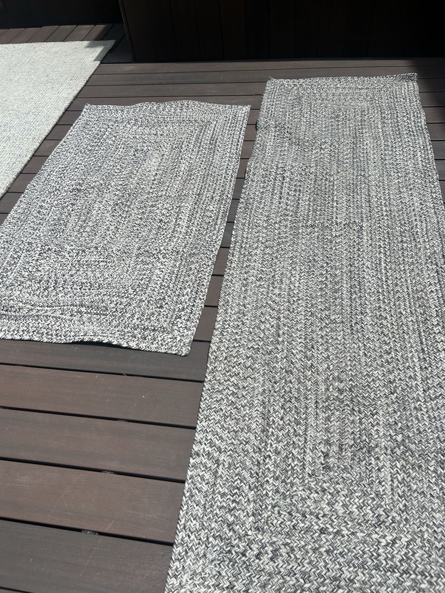 Handmade Braided Gray/White Area Rug Set - Two Sizes (Small & Runner)