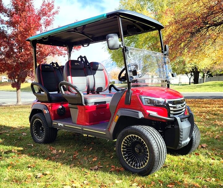 New 2026 Lithium 4-Passenger Lifted Cherry Red EPIC FX40 Golf Cart