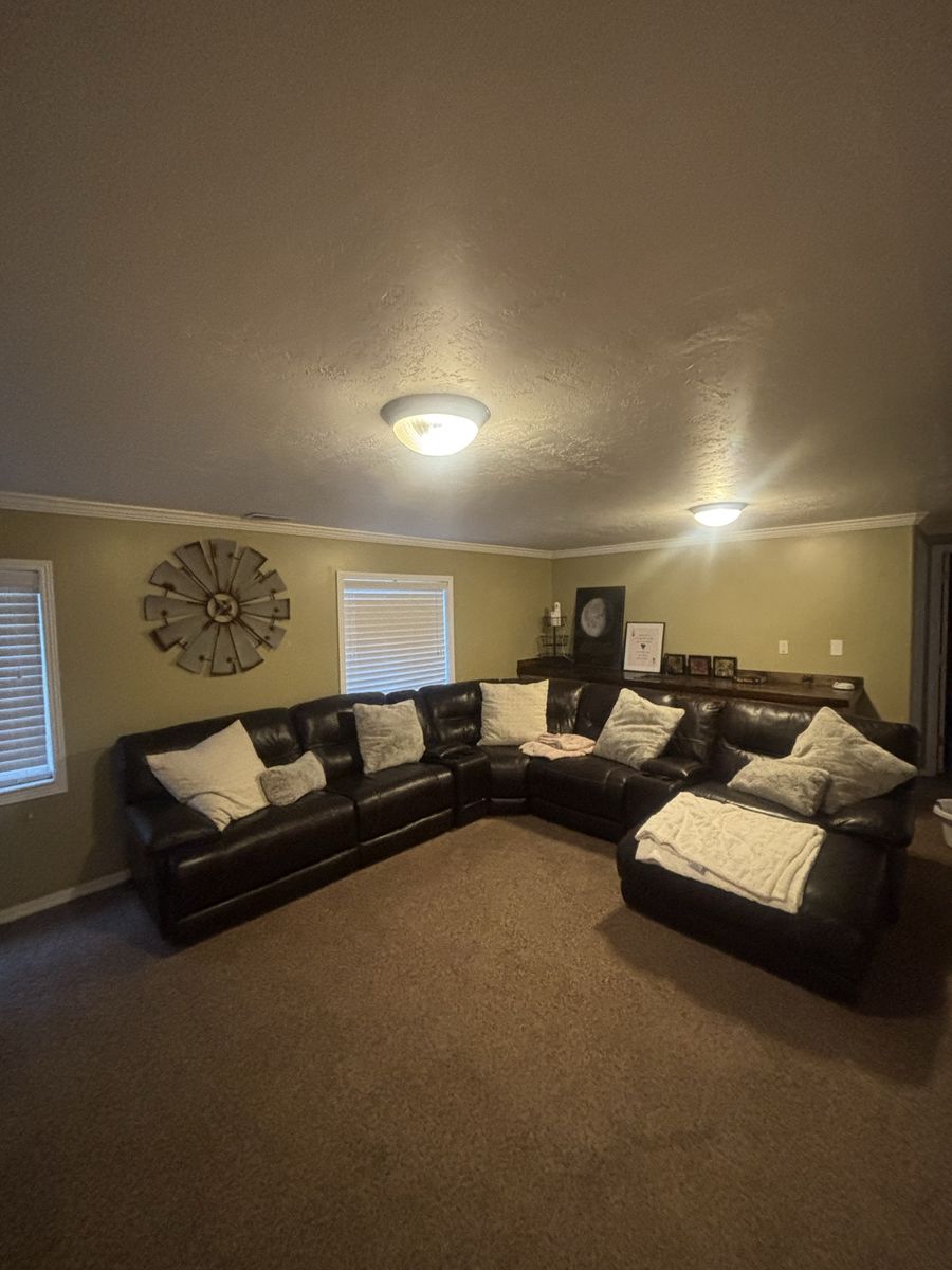 Big brown leather couch