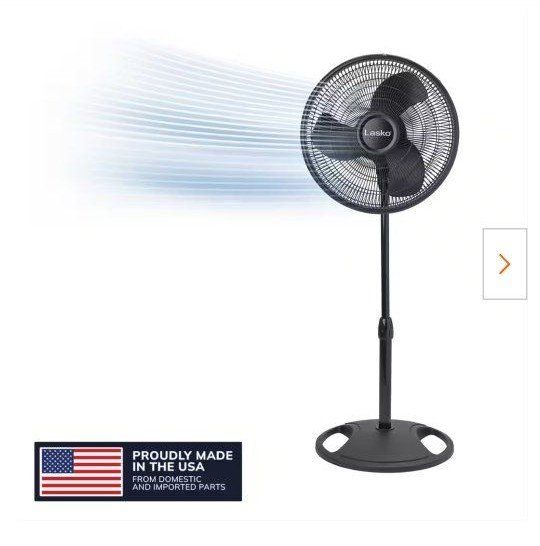 Lasko Oscillating Multi-Purpose Pedestal Fan, 16-inch, Adjustable Height, 3 Quiet Speeds new