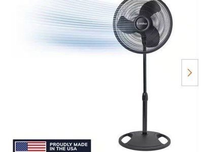 Lasko Oscillating Multi-Purpose Pedestal Fan, 16-inch, Adjustable Height, 3 Quiet Speeds new
