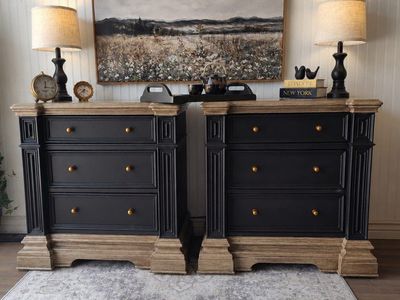 XL Black & Cool Walnut Nightstands-