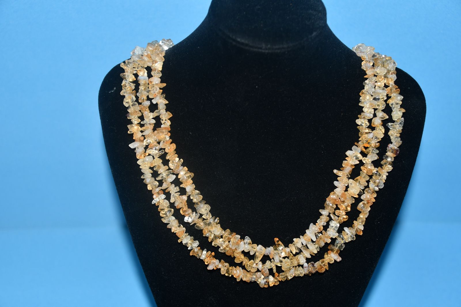 3 CITRINE ENDLESS STRAND CHIP NECKLACES ~ LENGTH 34" ~ BEAUTIFUL!