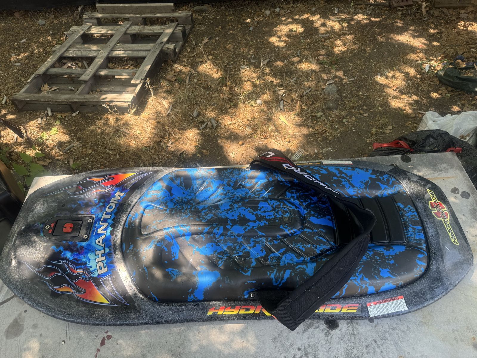 Phantom Hydroslide Bodyboard/kneeboard Black/Blue Flames with Leash