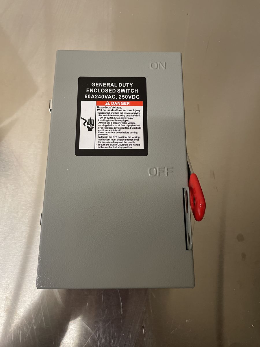 60A 240V Non-Fusible General Duty Safety Disconnect Switch – New