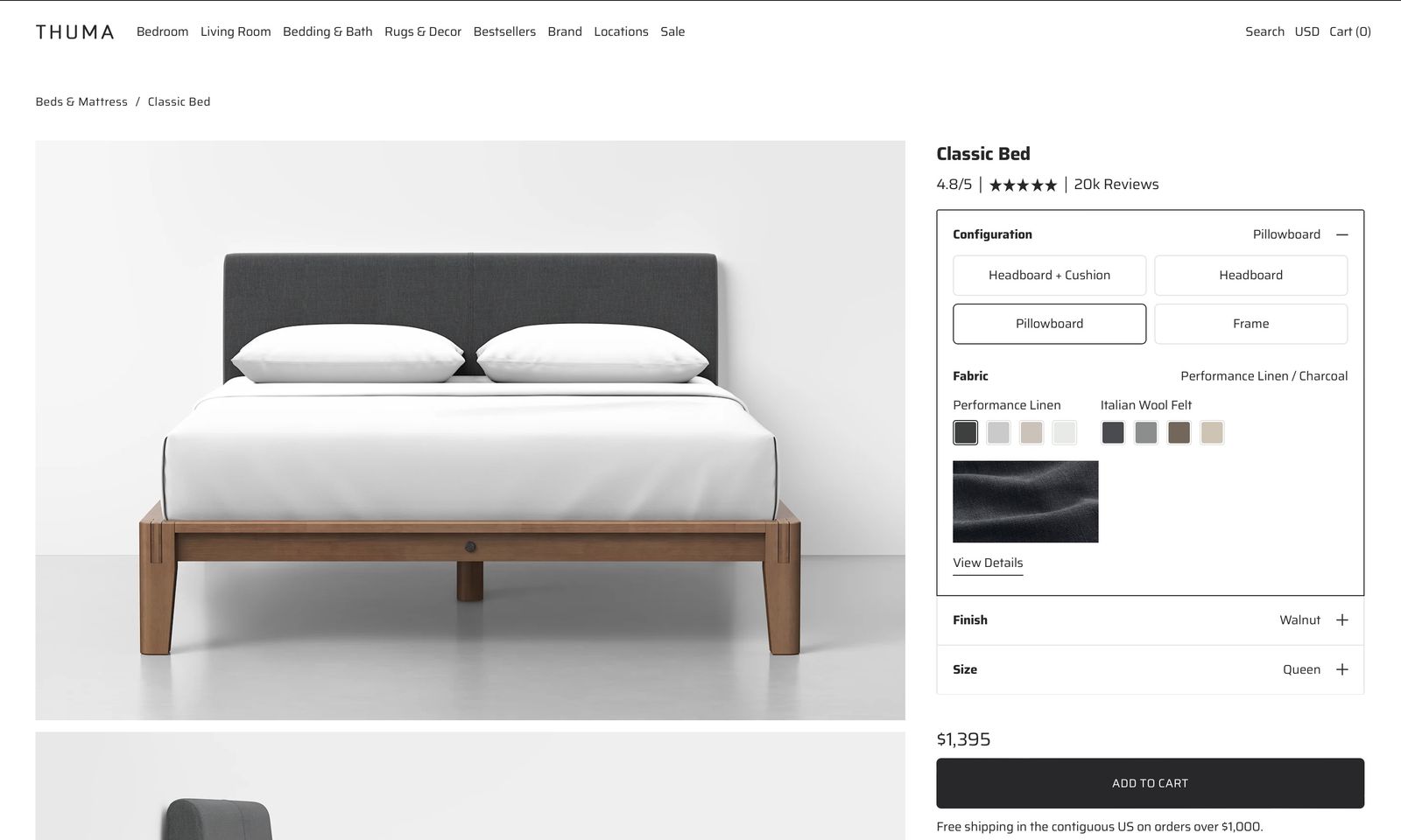 Thuma Queen Bed with Tuft & Needle Mattress