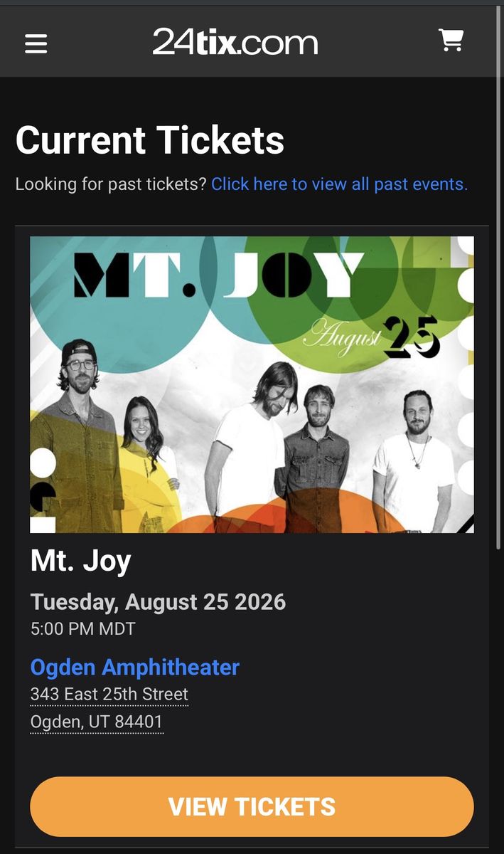 2 Mt. Joy Concert Tickets - Tuesday, August 25, 2026 - Ogden