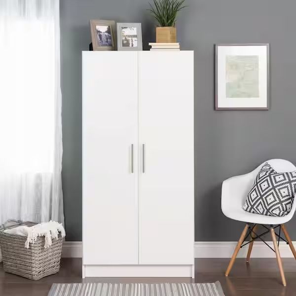 USA Made - Elite 32” White Wardrobe Storage Cabinet Freestanding – Brand New