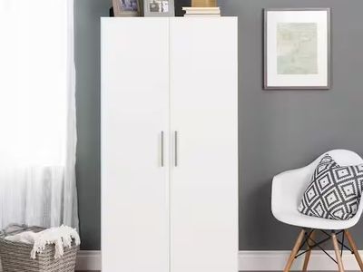 USA Made - Elite 32” White Wardrobe Storage Cabinet Freestanding – Brand New