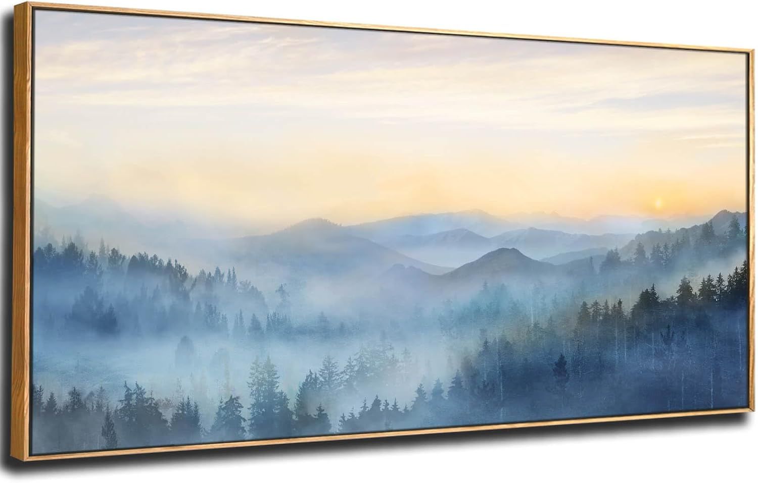 New 24"x48" Misty Forest Gold Wall Decor Nature Painting Modern Artwork