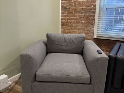 Extra Large Comfortable Modern Gray Armchair - Fabric Upholstery