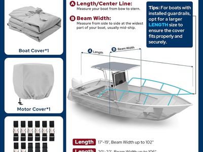 Fonzier T-Top Boat Cover with Motor Cover