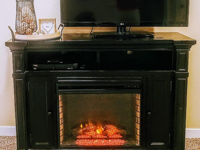 Black Rustic 58" Electric TV Stand/Fireplace