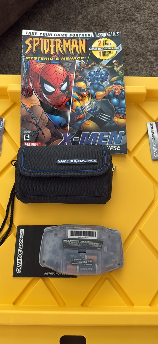 Nintendo Game Boy Advance Glacier Clear Console with Case, Games, and Strategy Guide