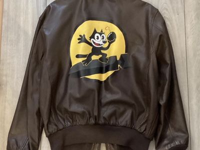 Leather A-2 Flight Bomber Jacket Felix the Cat WW2 military