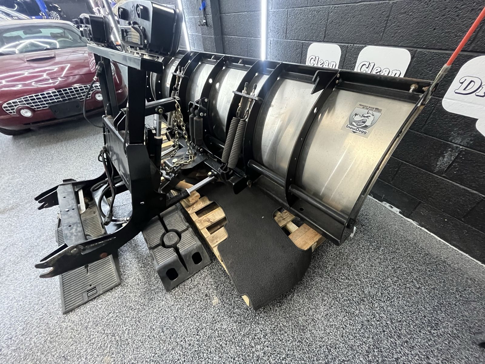 SnowDogg Snow Plow, Stainless Steel, Hydraulic Commercial-Grade, V-Plow, Heavy Duty Lights
