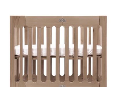 Bloom Alma Mini Crib + Mattress - Portable & Foldable, Natural Wood Finish