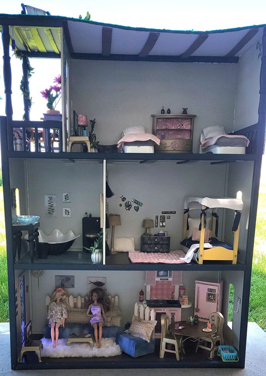 Handmade Wooden Dollhouse with Furniture & Decor - Multi-Room Playset $125 OBO