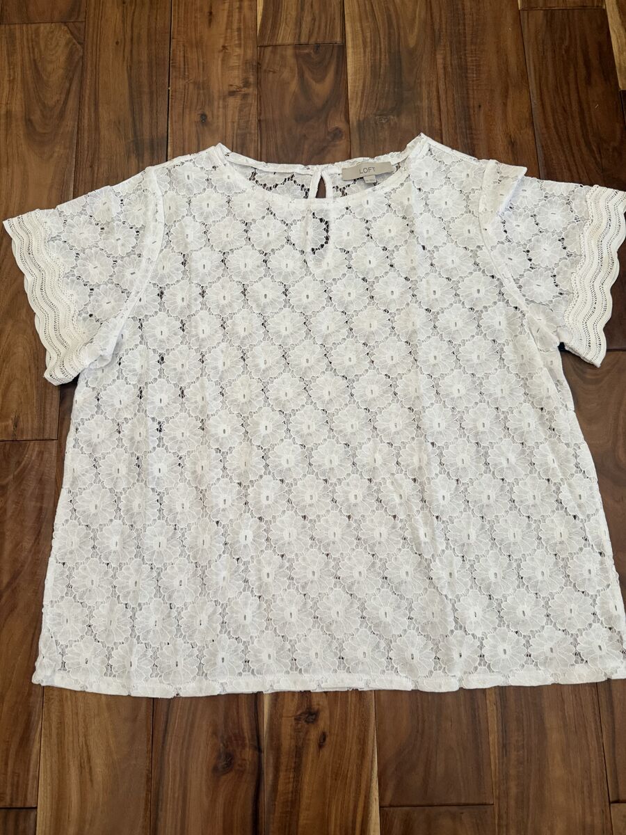 Two Women Size XL White Eyelet Blouse