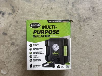 Slime Multi-Purpose Inflator - Dual Air, High Pressure, High Volume, LED Work Light, 12V Car Power