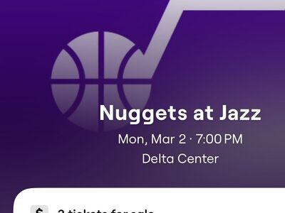 3 tickets to the Jazz vs nuggets row 2