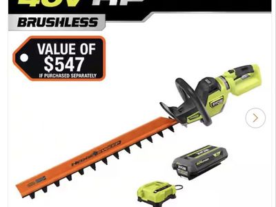 RYOBI 40V HP Brushless Whisper Series 26 in. Cordless Hedge Trimmer Kit