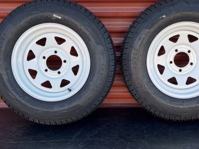 Set Of 2 ST 205/75 D 14 Trailer Tires With Rims