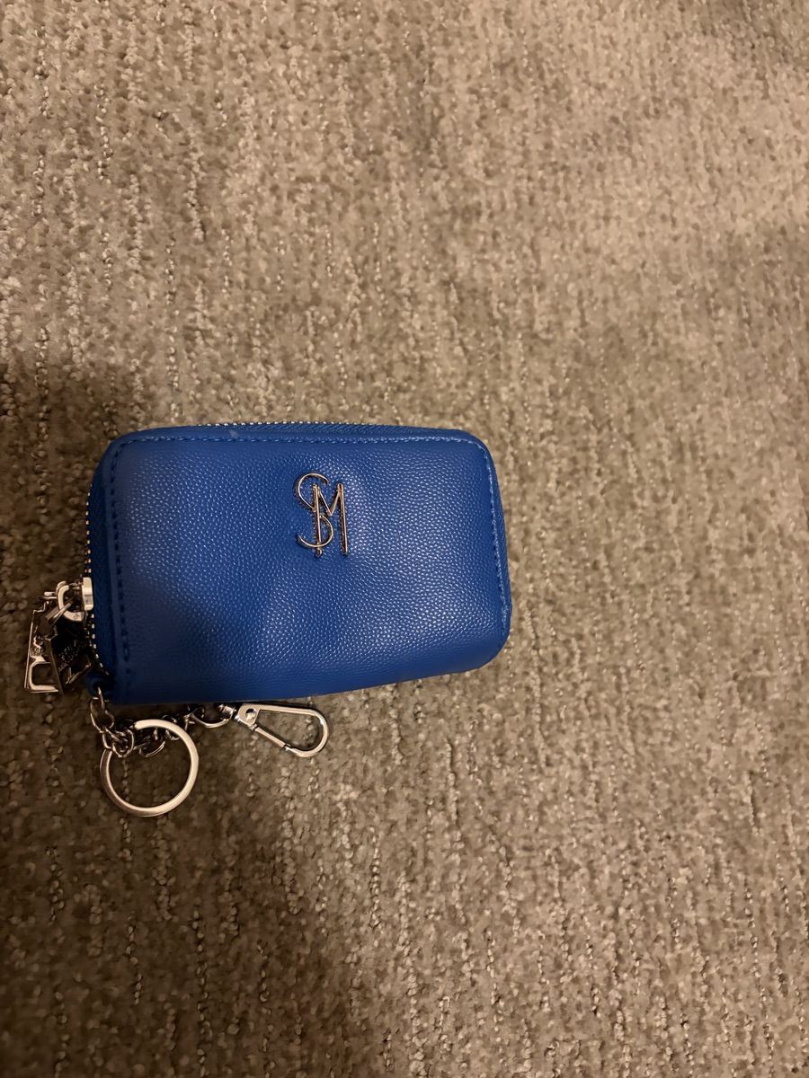 Steve Madden Blue Keychain Coin Pouch Wallet Double Zipper