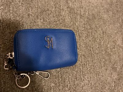 Steve Madden Blue Keychain Coin Pouch Wallet Double Zipper