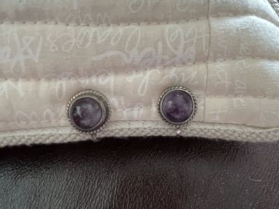 1930's Silver From Mexico Amethyst Earrings -Antique/Vintage
