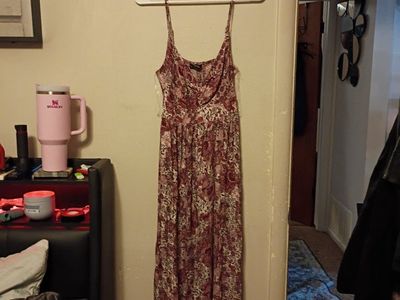 Red / purple Floral Spaghetti Strap Maxi Dress