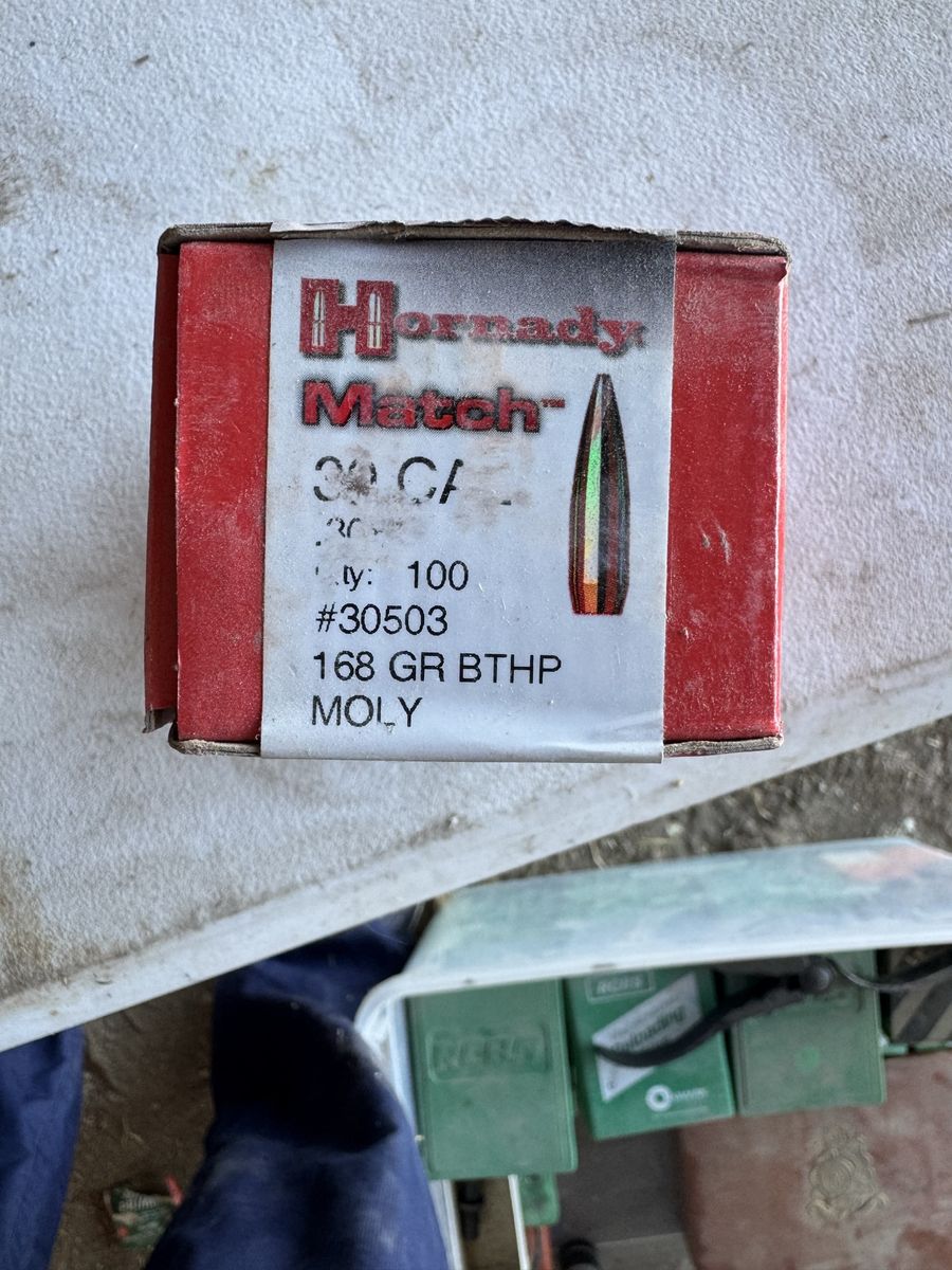 Hornady Match 30 Cal 168 GR BTHP Moly Bullets - 100 Count (30503)