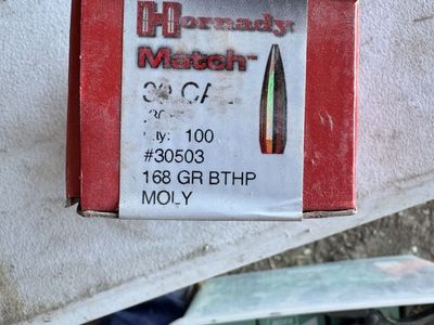 Hornady Match 30 Cal 168 GR BTHP Moly Bullets - 100 Count (30503)