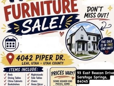 Huge Furniture & Yard Sale - Lehi & Saratoga Springs: Beds, Chairs, Decor, Books, Toys & More!