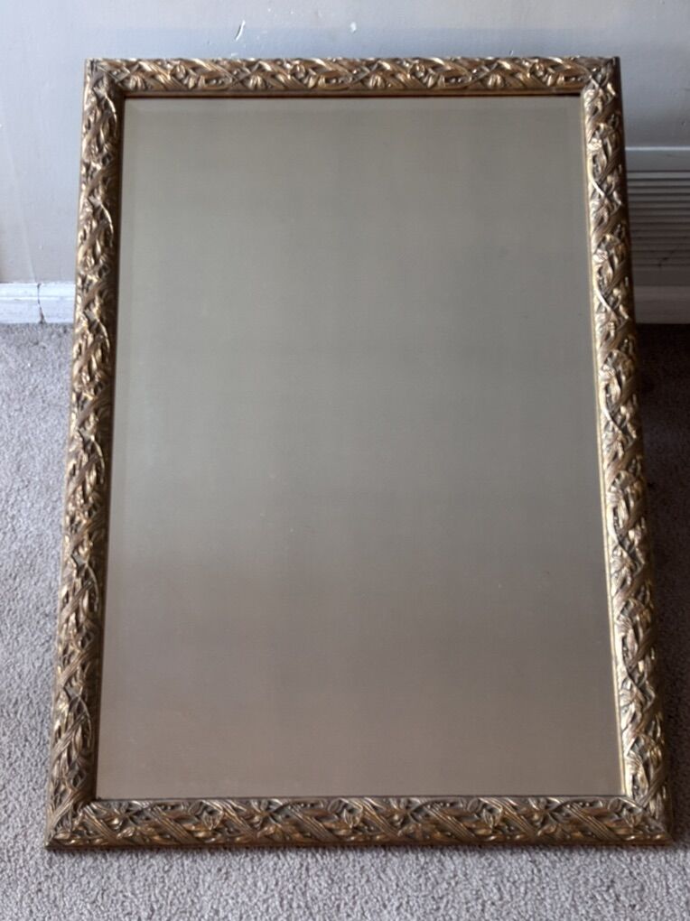 WINDSOR ART BEVELLED WALL MIRROR GOLD GILT 39.5x27